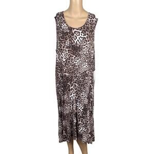 Calvin Klein NWT Leopard Print Sleeveless Jersey Hi-Low Sundress SZ 16W